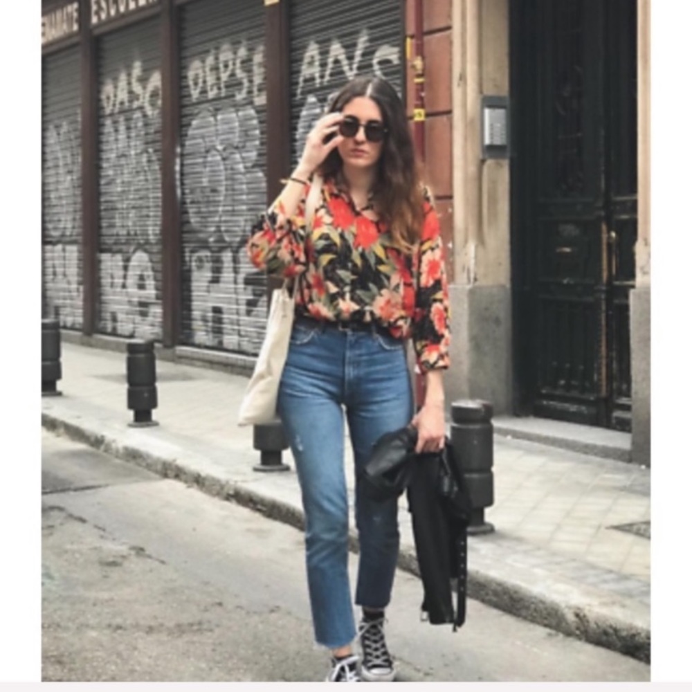 Zara Long Sleeve Floral Print Button Down Shirt - Picture 2 of 7